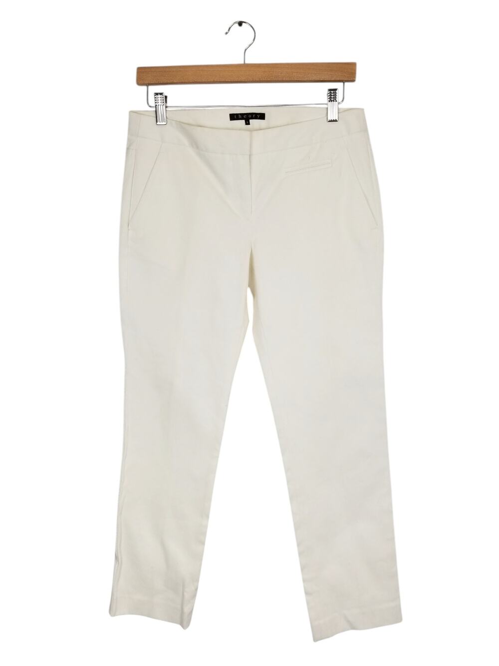 Theory Off White Stretch Twill Ankle Pants Women's Size 6